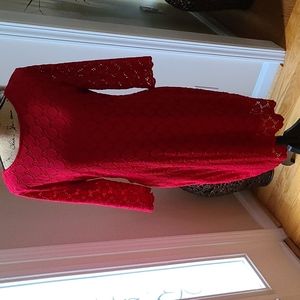 Ronni Nicole Red Eyelet Pattern Dress - Size 12